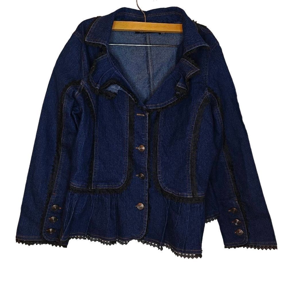 The Pyramid Collection Peplum Denim Jacket